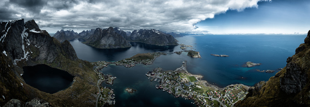 Arctic vista with Lofoten Exhibition logo